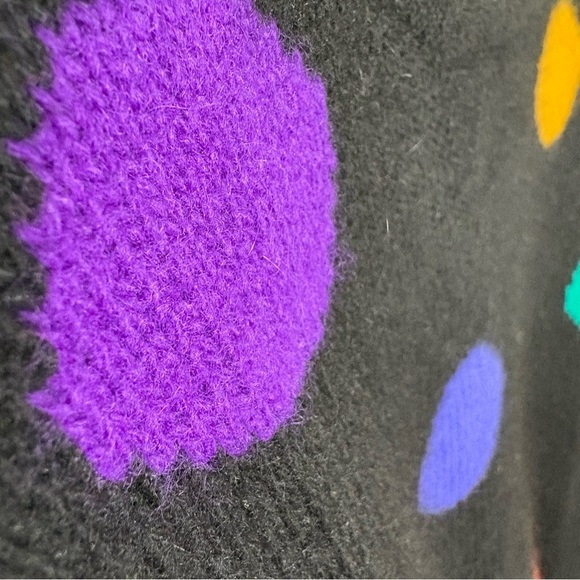 Vintage 90s lambs wool angora rabbit hair multicolor polkadot crewneck sweater M - Picture 4 of 14